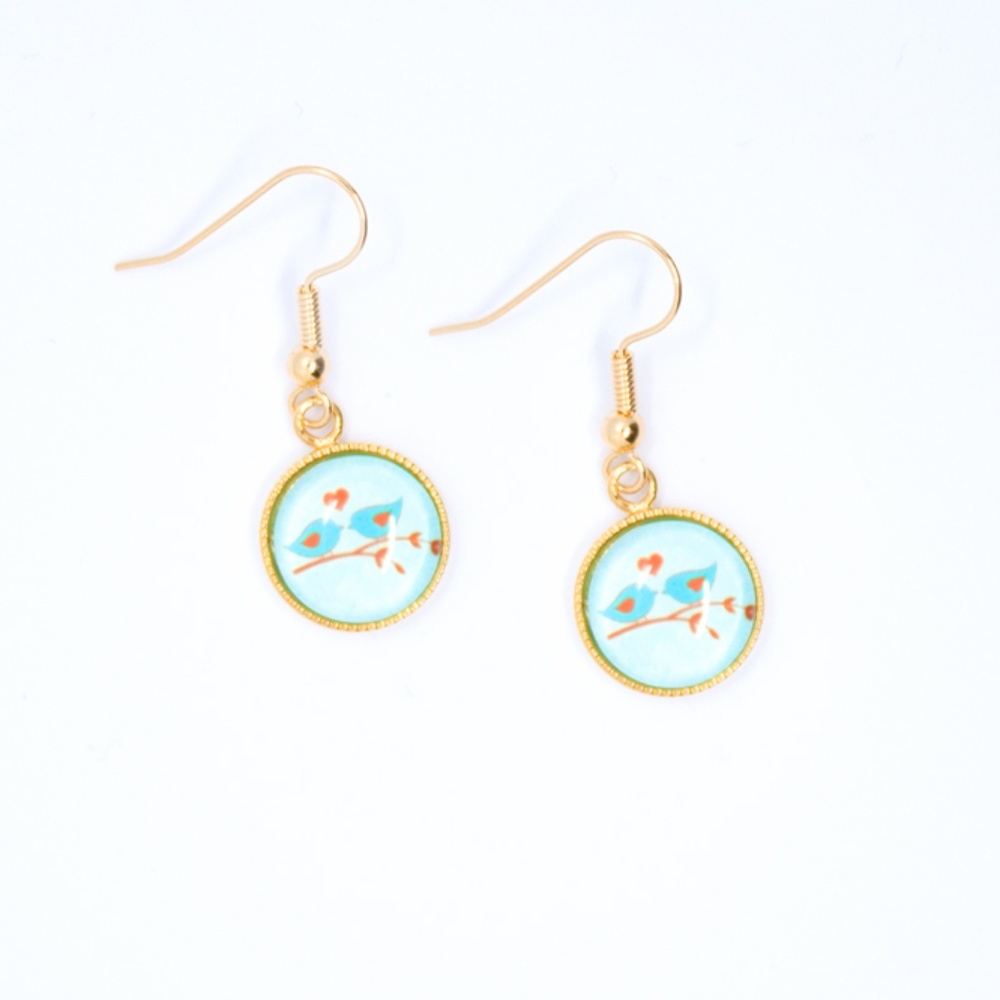 Handmade Love Bird Gold Plated Cute Earrings